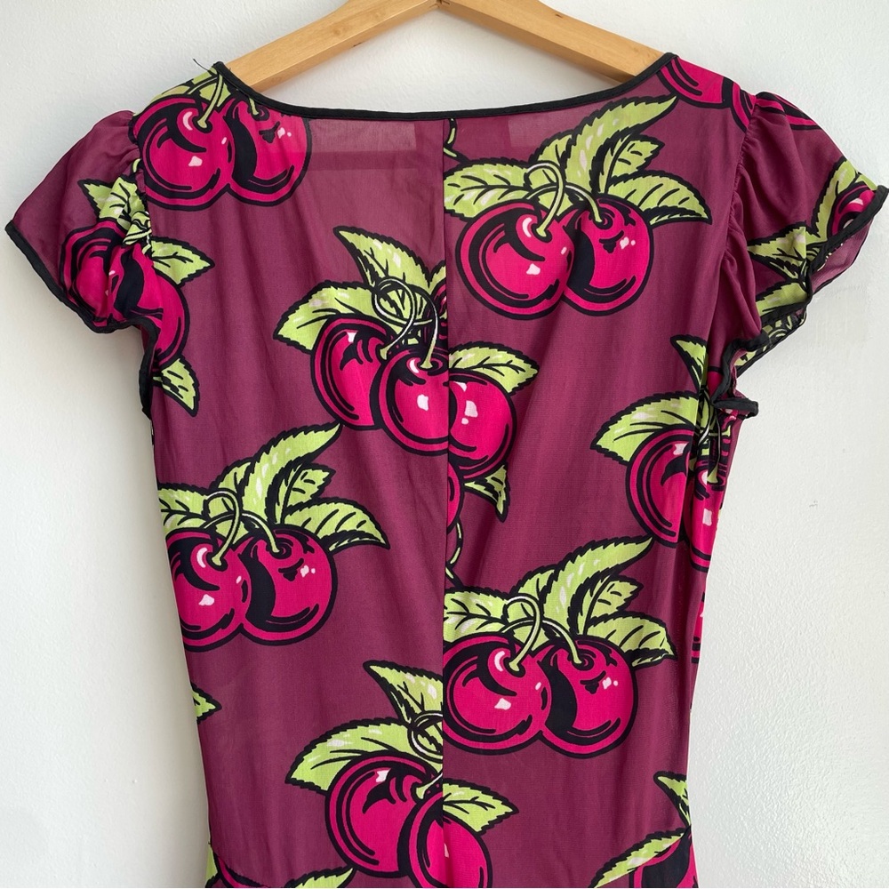 Vintage 1970s Betsey Johnson Alley Cat Cherry Print Dress - Picture 8 of 8